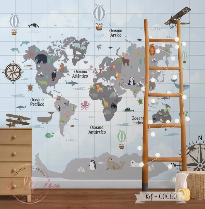 Papel De Parede Mapa-Múndi - 060