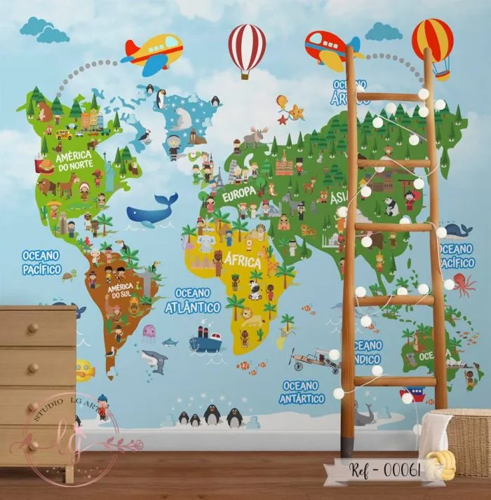 Papel De Parede Mapa-Múndi - 061