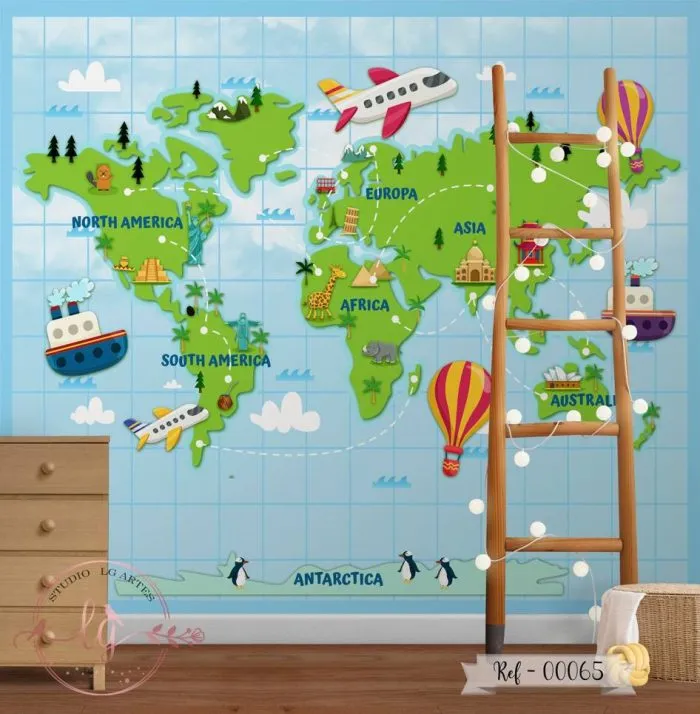 Papel De Parede Mapa-Múndi - 065