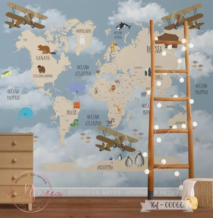 Papel De Parede Mapa-Múndi - 066