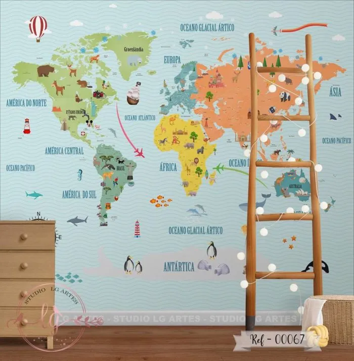 Papel De Parede Mapa-Múndi - 067