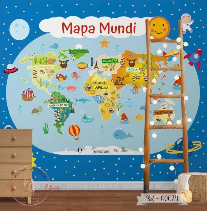 Papel De Parede Mapa-Múndi - 074