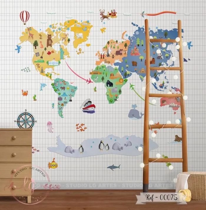 Papel De Parede Mapa-Múndi - 075