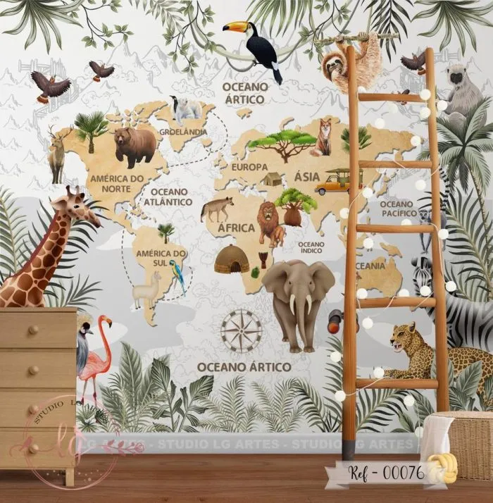 Papel De Parede Mapa-Múndi - 076