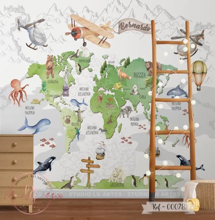 Papel De Parede Mapa-Múndi - 078