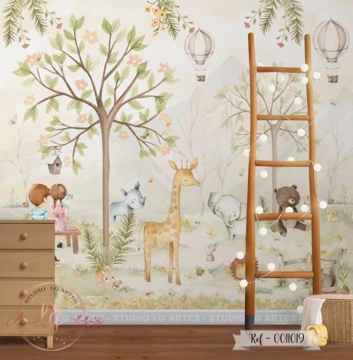 Papel de Parede Crianças e Bichinhos no Jardim