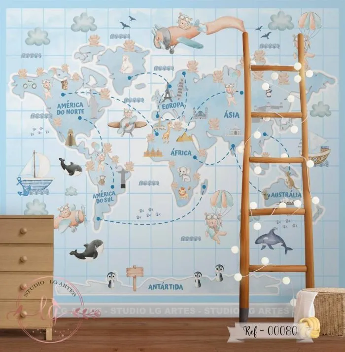 Papel De Parede Mapa-Múndi - 080