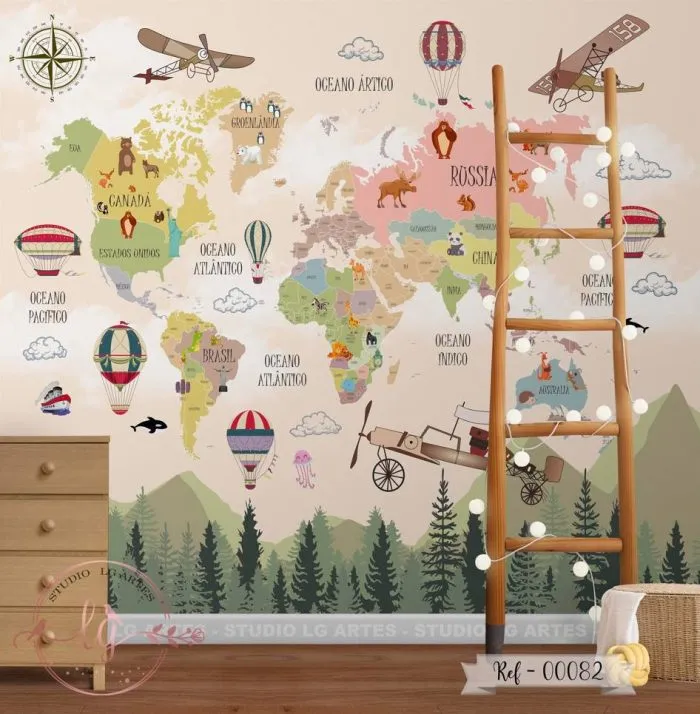 Papel De Parede Mapa-Múndi - 082