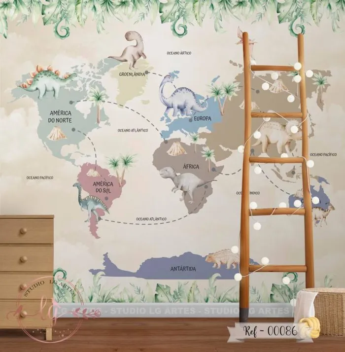 Papel De Parede Mapa-Múndi - 086