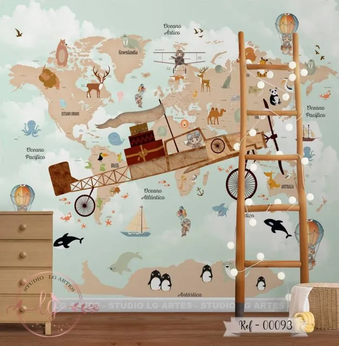 Papel De Parede Mapa-Múndi - 093
