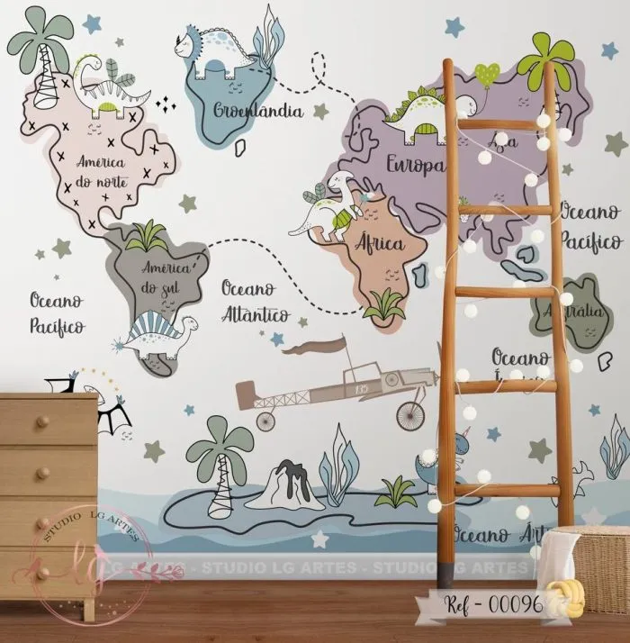 Papel De Parede Mapa-Múndi - 096