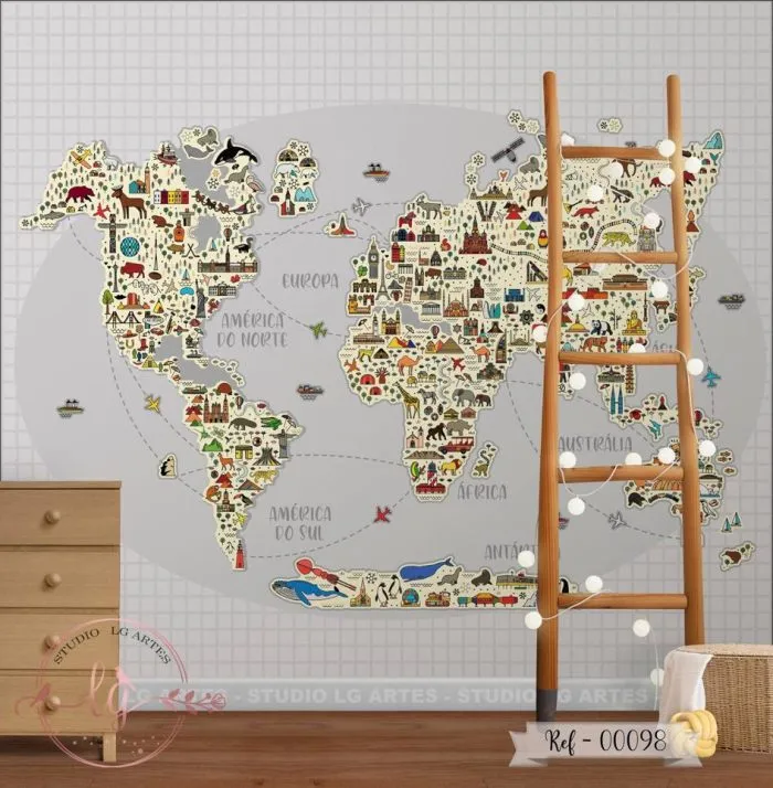 Papel De Parede Mapa-Múndi - 098