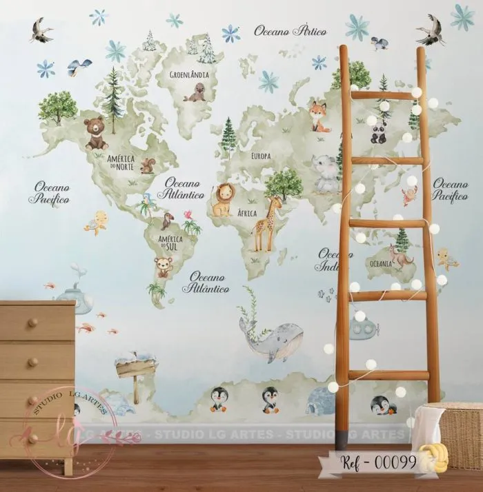 Papel De Parede Mapa-Múndi - 099