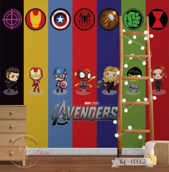 Papel de Parede Super-heróis Baby em Faixas