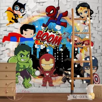 Papel de Parede Super-heróis Baby