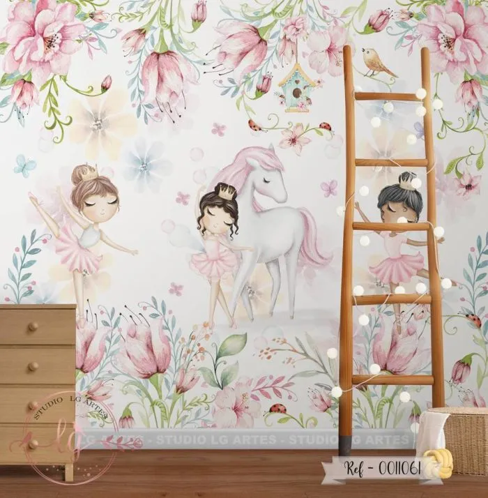 Papel de Parede Bailarina com Cavalo Encantado