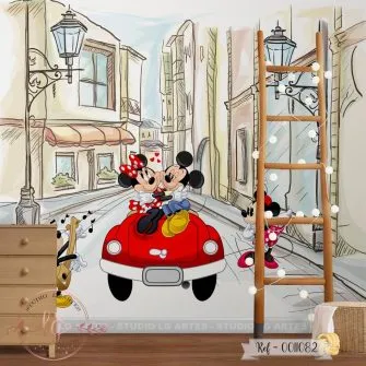 Papel de Parede Mickey e Minnie no Carro