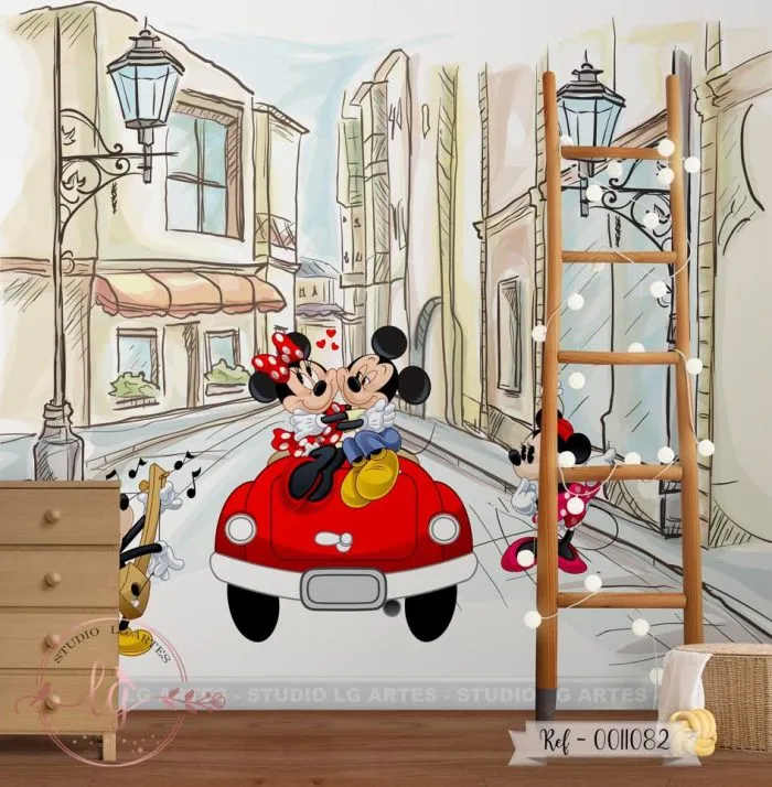Papel de Parede Mickey e Minnie no Carro