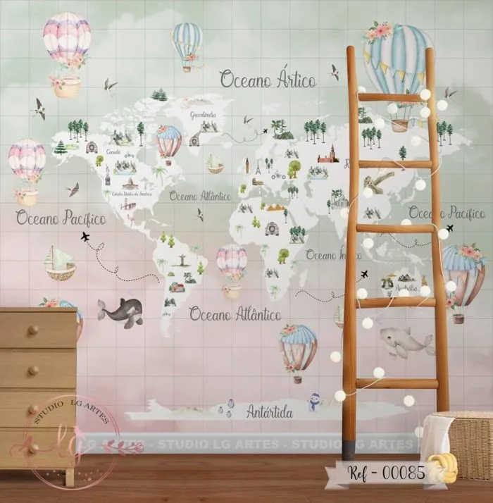 Papel de Parede Mapa-Múndi - 85