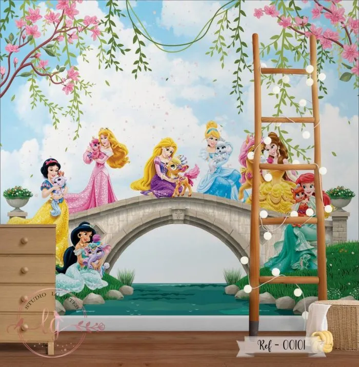 Papel de Parede Princesas com Gatos na Ponte