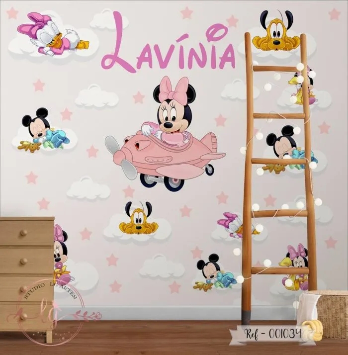 Papel de Parede Minnie Baby no Avião