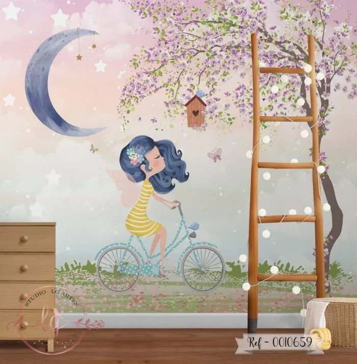Papel de Parede Menina Andando de Bicicleta