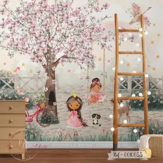 Papel de Parede Meninas no Jardim 10855