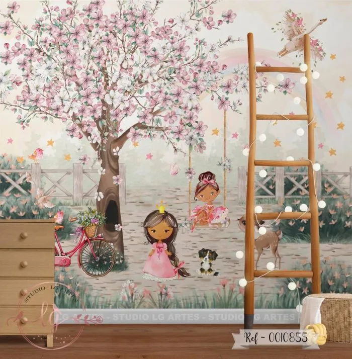 Papel de Parede Meninas no Jardim 10855