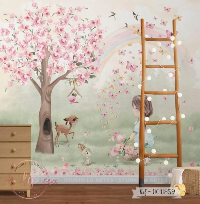 Papel de Parede Menina no Jardim 10859