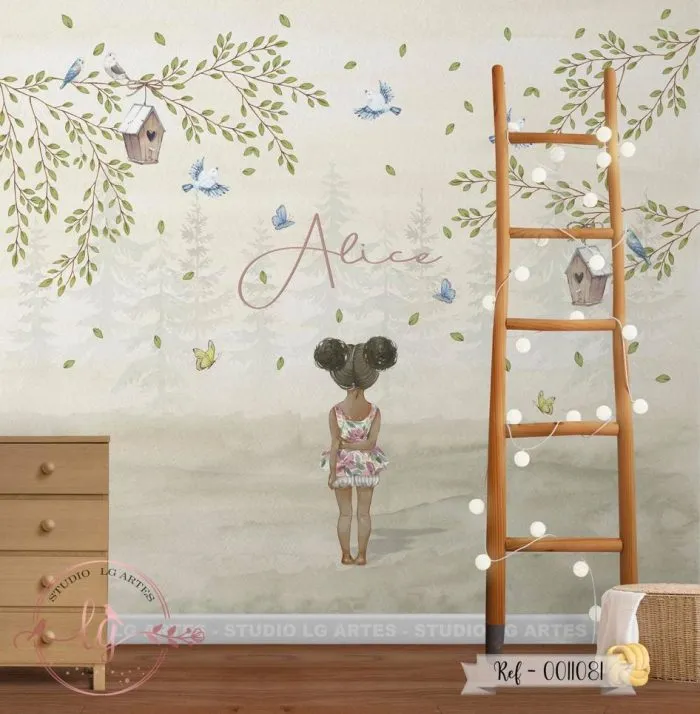 Papel de Parede Menina Olhando os Pássaros